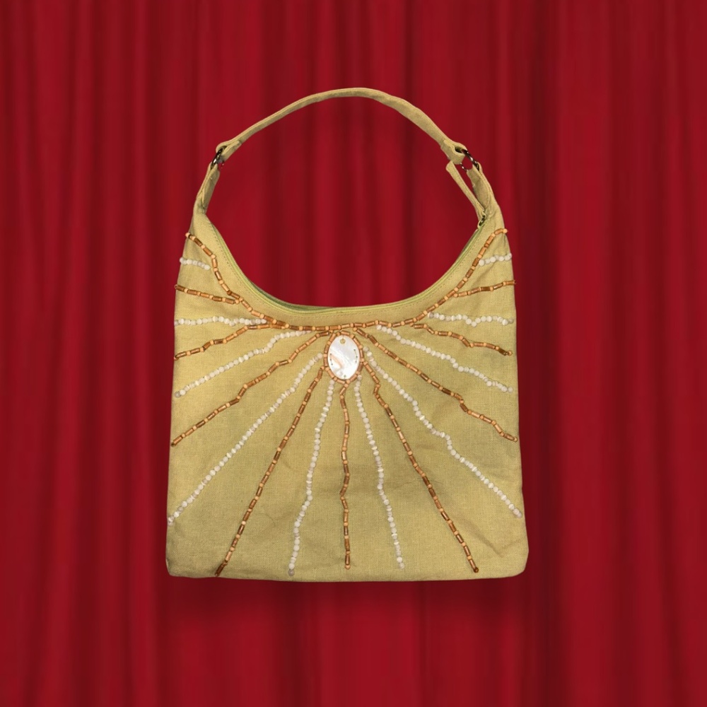 light green beaded shoulder bag
